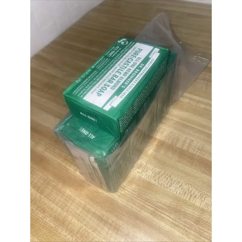 New Dr. Bronner's All-One HEMP ALMOND Pure Castile Bar Soap Organic Vegan 6 Pk